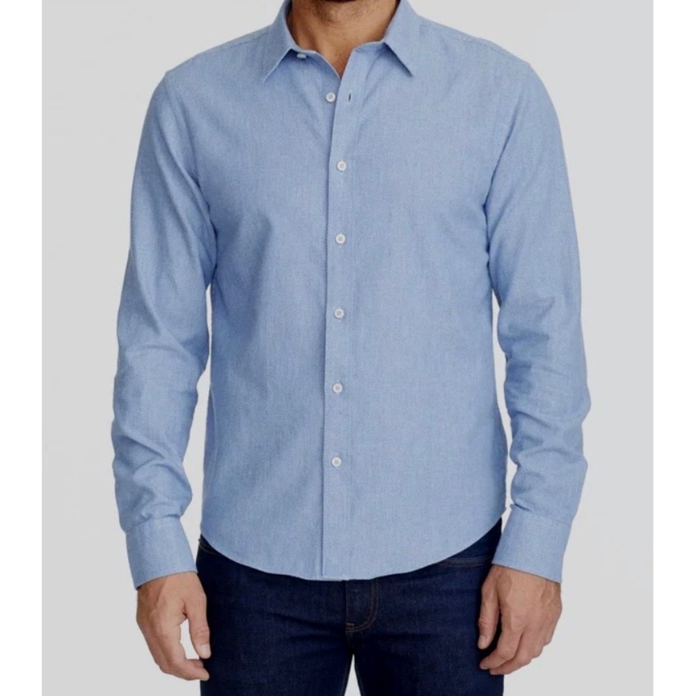 UNTUCKit Priam Men's XXXLarge Blue‎ Textured Cotton Button Down Casual Shirt